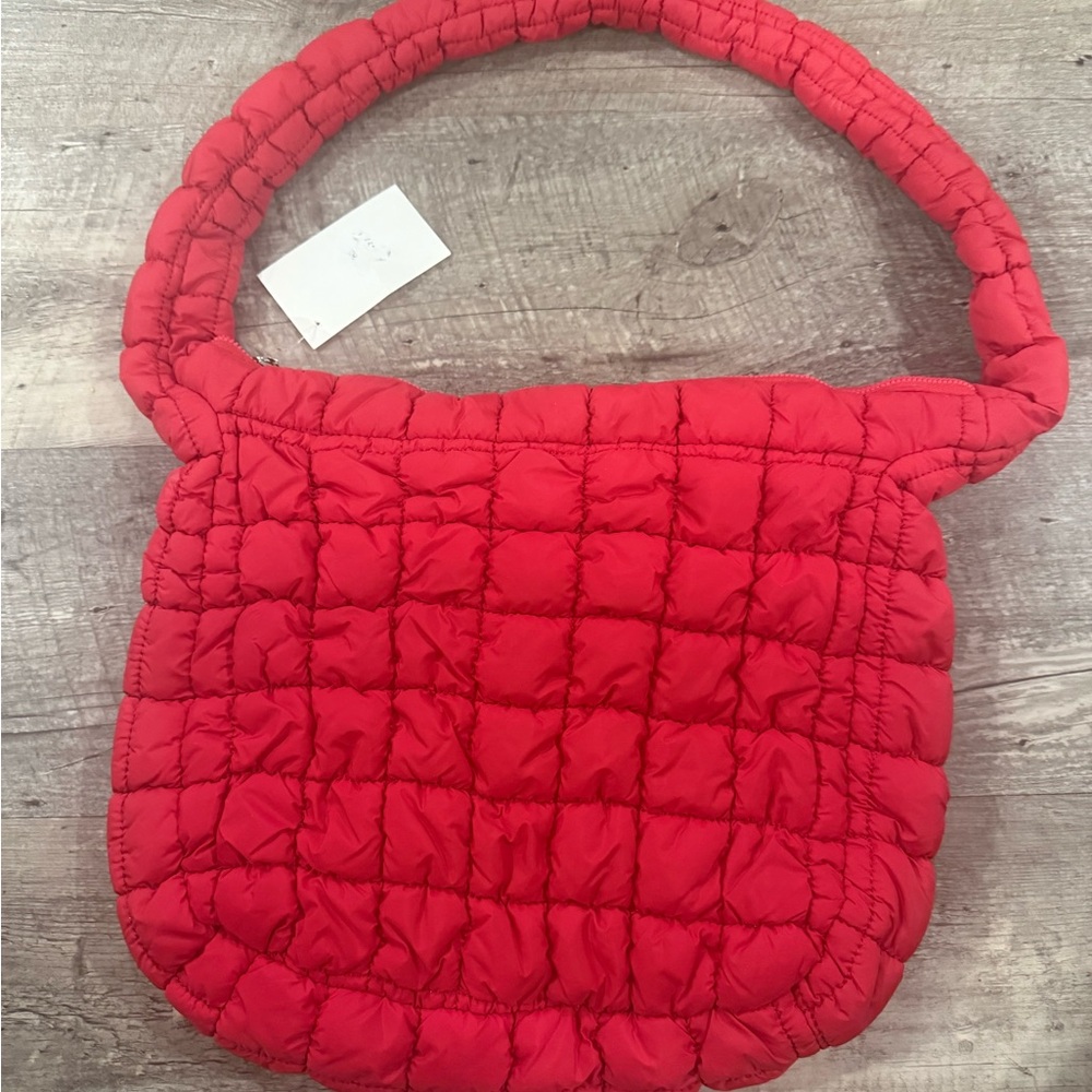 Elegant Red Quilted Shoulder Bag